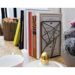 BRIDAY Paire Décorative De Serre-livres En Métal Liquide Doré, Serre-livres Décoratifs Stéréoscopiques Pour étagères, Porte-livres Pour étagères, Extrémités De Livre Pour Bureau -Petit rangement Soldes Magasin 33293763 4