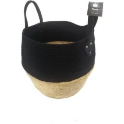 DOUCEUR D'INTÉRIEUR Panière En Fibre De Maïs Osinella Noir - Beige -Petit rangement Soldes Magasin 33344565 2
