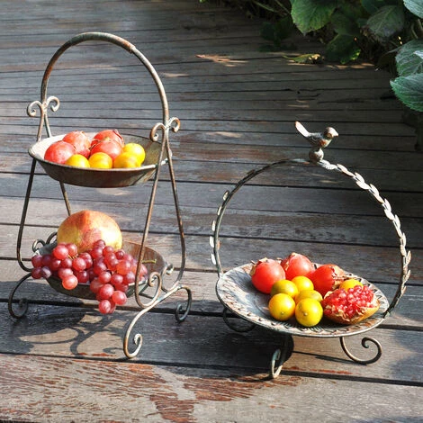 ASUPERMALL Retro Comptoir De Fruits Porte-Panier De Noel Decoratif Bol Stand Decoration Fer Assiette De Fruits Festivals Panier De Rangement, Type 2 - Type 2 5 ASUPERMALL Retro Comptoir De Fruits Porte-Panier De Noel Decoratif Bol Stand Decoration Fer Assiette De Fruits Festivals Panier De Rangement, Type 2 - Type 2 – Image 3