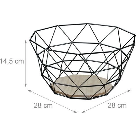 Relaxdays Corbeille à Fruits, Panier Décoratif, Légumes, Fer & Bois, Design Industriel, HxLxP : 14,5x28x28 Cm, Noir 7 Relaxdays Corbeille à Fruits, Panier Décoratif, Légumes, Fer & Bois, Design Industriel, HxLxP : 14,5x28x28 Cm, Noir – Image 5