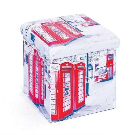Paris Prix - Boîte De Rangement Pliable "london" 38cm Blanc & Rouge 3 Paris Prix - Boîte De Rangement Pliable "london" 38cm Blanc & Rouge