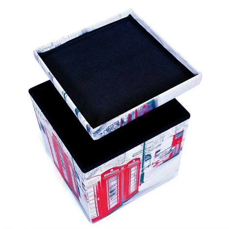 Paris Prix - Boîte De Rangement Pliable "london" 38cm Blanc & Rouge 4 Paris Prix - Boîte De Rangement Pliable "london" 38cm Blanc & Rouge – Image 2