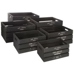 ATMOSPHERA, CRŽATEUR D'INTŽRIEUR Lot De 6 Caisses Cagettes "Facto" 40cm Noir