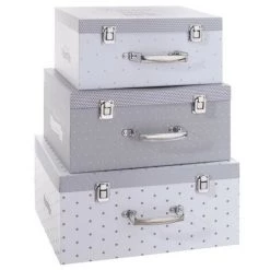 ATMOSPHERA FOR KIDS Set De 3 Boîtes De Rangement "Malle" Gris