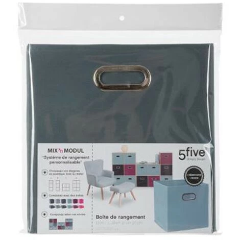 FIVE SIMPLY SMART Boîte De Rangement Pliable "Premium" 31x31cm Orage 4 FIVE SIMPLY SMART Boîte De Rangement Pliable "Premium" 31x31cm Orage – Image 2