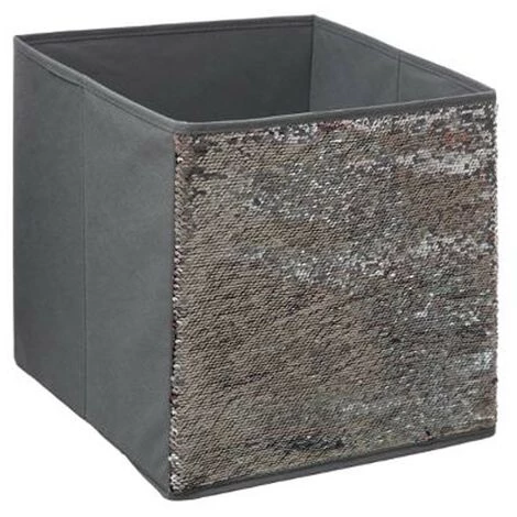 FIVE SIMPLY SMART Boîte De Rangement Pliable Sequin "Shine" 31x31cm Gris 4 FIVE SIMPLY SMART Boîte De Rangement Pliable Sequin "Shine" 31x31cm Gris – Image 2