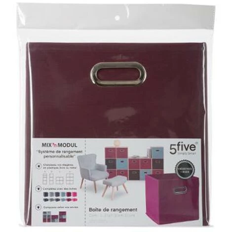 FIVE SIMPLY SMART Boîte De Rangement Pliable "Premium" 31x31cm Aubergine 4 FIVE SIMPLY SMART Boîte De Rangement Pliable "Premium" 31x31cm Aubergine – Image 2