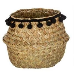 ATMOSPHERA, CRATEUR D'INTRIEUR Panier De Rangement à Pompons "Seagrass" 16cm Noir
