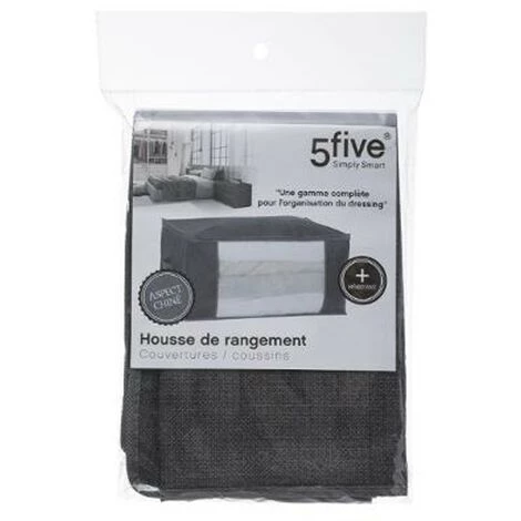FIVE SIMPLY SMART Housse De Rangement Couverture "Dressing" 60cm Gris Foncé 4 FIVE SIMPLY SMART Housse De Rangement Couverture "Dressing" 60cm Gris Foncé – Image 2