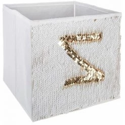 ATMOSPHERA FOR KIDS Boîte De Rangement Pliable Sequin "Lee" 24x24cm Blanc
