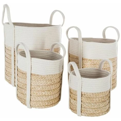 ATMOSPHERA, CRATEUR D'INTRIEUR Lot De 4 Paniers En Coton "Natami" 34cm Blanc 3 ATMOSPHERA, CRATEUR D'INTRIEUR Lot De 4 Paniers En Coton "Natami" 34cm Blanc