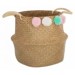 ATMOSPHERA FOR KIDS Panier De Rangement Pliable "Pompons" 34cm Naturel