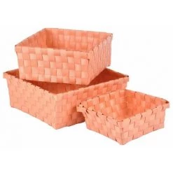 Paris Prix - Lot De 3 Paniers De Rangement "vitamine Ii" 21cm Corail