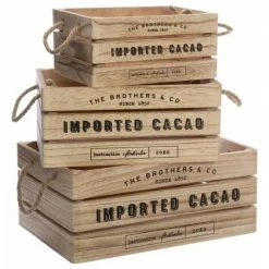 ATMOSPHERA, CRŽATEUR D'INTŽRIEUR Lot De 3 Cagettes En Bois "Brothers" 35cm Naturel