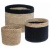 ATMOSPHERA, CRŽATEUR D'INTŽRIEUR Lot De 3 Paniers "Seagrass" 18cm Noir & Naturel -Petit rangement Soldes Magasin 33664387 1