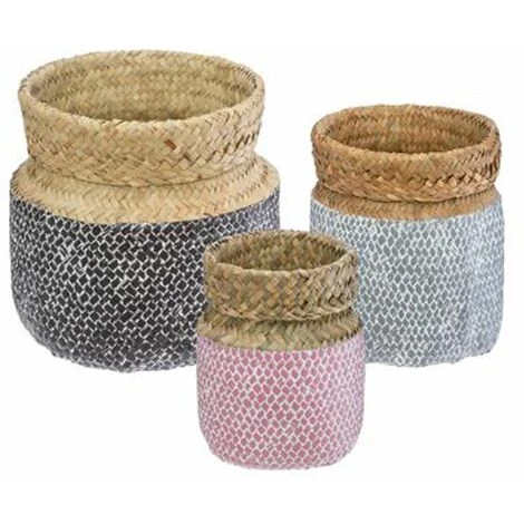 ATMOSPHERA, CRATEUR D'INTRIEUR Lot De 3 Paniers De Rangement "Seagrass" 24cm Multicolore 3 ATMOSPHERA, CRATEUR D'INTRIEUR Lot De 3 Paniers De Rangement "Seagrass" 24cm Multicolore