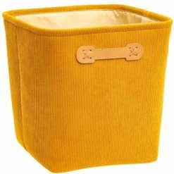 FIVE SIMPLY SMART Boîte De Rangement Velours "Côtelé" 31x31cm Jaune