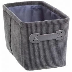FIVE SIMPLY SMART Boîte De Rangement En Velours "Côtelé" 15x31cm Gris