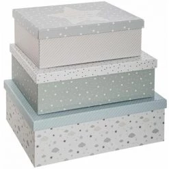 ATMOSPHERA FOR KIDS Lot De 3 Boîtes De Rangement "Bimbo" 40cm Gris