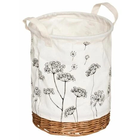 ATMOSPHERA, CRATEUR D'INTRIEUR Lot De 2 Paniers à Linge Tissu & Osier "Orane II" 32cm Blanc 4 ATMOSPHERA, CRATEUR D'INTRIEUR Lot De 2 Paniers à Linge Tissu & Osier "Orane II" 32cm Blanc – Image 2