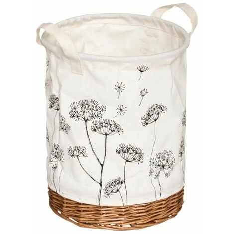 ATMOSPHERA, CRATEUR D'INTRIEUR Lot De 2 Paniers à Linge Tissu & Osier "Orane II" 32cm Blanc 5 ATMOSPHERA, CRATEUR D'INTRIEUR Lot De 2 Paniers à Linge Tissu & Osier "Orane II" 32cm Blanc – Image 3