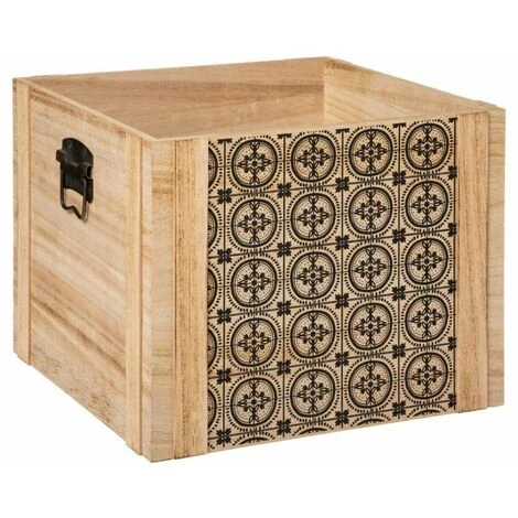 ATMOSPHERA, CRATEUR D'INTRIEUR Lot De 3 Cagettes à Motifs "Flower" 35cm Naturel 4 ATMOSPHERA, CRATEUR D'INTRIEUR Lot De 3 Cagettes à Motifs "Flower" 35cm Naturel – Image 2