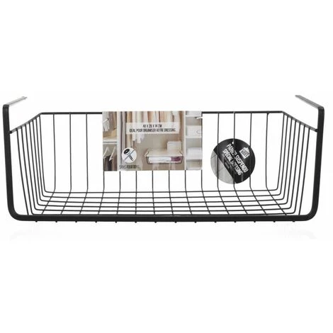 Paris Prix - Panier De Rangement Suspendu "filaire" 40cm Noir 6 Paris Prix - Panier De Rangement Suspendu "filaire" 40cm Noir – Image 4