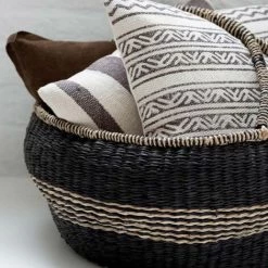 Paris Prix - Lot De 2 Paniers Ronds "zostère" 60cm Noir -Petit rangement Soldes Magasin 33676285 2