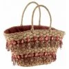 Paris Prix - Panier De Plage En Rotin "cresta" 56cm Bordeaux -Petit rangement Soldes Magasin 33676512 1