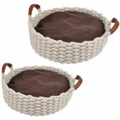 Paris Prix - Lot De 2 Paniers Pour Chien & Chat "rond" 50cm écru