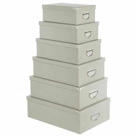 ATMOSPHERA, CRATEUR D'INTRIEUR Set De 6 Boîtes De Rangement "Uni" 48cm Gris 3 ATMOSPHERA, CRATEUR D'INTRIEUR Set De 6 Boîtes De Rangement "Uni" 48cm Gris
