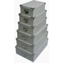 ATMOSPHERA, CRATEUR D'INTRIEUR Set De 6 Boîtes De Rangement "Uni" 48cm Gris 8 ATMOSPHERA, CRATEUR D'INTRIEUR Set De 6 Boîtes De Rangement "Uni" 48cm Gris -Petit rangement Soldes Magasin 33706337 2