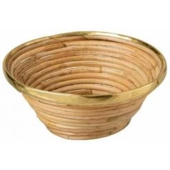 Paris Prix - Panier Rond Déco "rotin" 28cm Or & Naturel