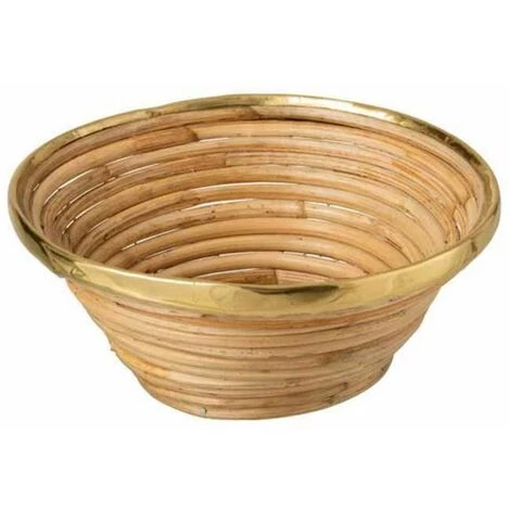 Paris Prix - Panier Rond Déco "rotin" 28cm Or & Naturel 3 Paris Prix - Panier Rond Déco "rotin" 28cm Or & Naturel