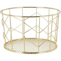 Relaxdays Corbeille Fil De Fer, Panier Métal, Pot Rangement Vêtement Accessoires, Cosmétiques, ∅ 21,5 Cm, Doré -Petit rangement Soldes Magasin 33759554 2