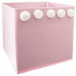 ATMOSPHERA FOR KIDS Boîte De Rangement Pliable "5 Pompons" 29x29cm Rose