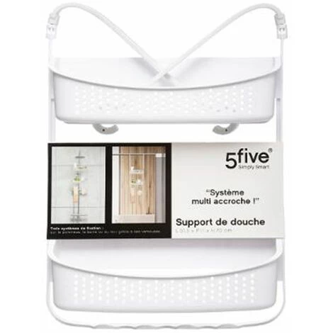 FIVE SIMPLY SMART Support De Douche 2 Paniers "Souple" 70cm Blanc 5 FIVE SIMPLY SMART Support De Douche 2 Paniers "Souple" 70cm Blanc – Image 3
