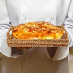 BARES Rotin Plateaux Avec Découpe Poignées Rectangulaire Plateau De Service En Osier Panier Alimentaire Plateaux Pouf Plateau Pour Le Petit Déjeuner Boissons Aux Fruits Collation Café -Petit rangement Soldes Magasin 33784846 4