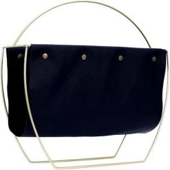 THE HOME DECO FACTORY Porte-revues En Métal Doré Et Tissu Noir Multicolore - Noir