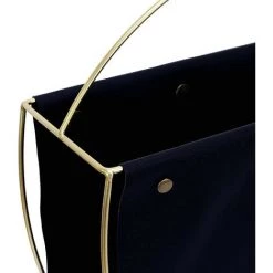 THE HOME DECO FACTORY Porte-revues En Métal Doré Et Tissu Noir Multicolore - Noir -Petit rangement Soldes Magasin 33972858 3