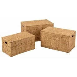 Paris Prix - Lot De 3 Paniers "jacynthe D'eau" 77cm Naturel