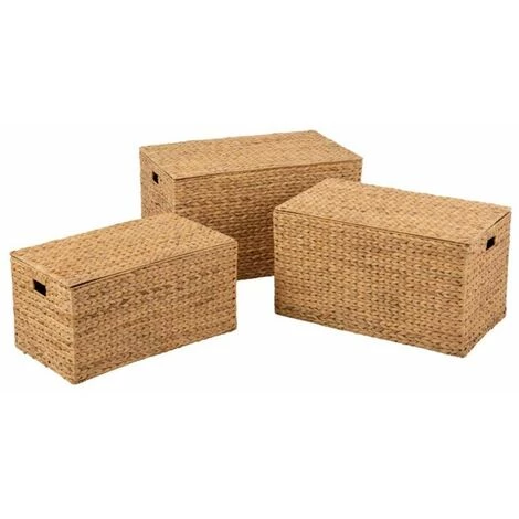 Paris Prix - Lot De 3 Paniers "jacynthe D'eau" 77cm Naturel 3 Paris Prix - Lot De 3 Paniers "jacynthe D'eau" 77cm Naturel
