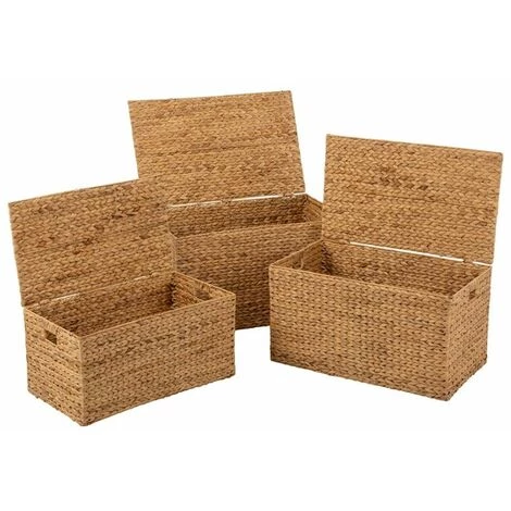 Paris Prix - Lot De 3 Paniers "jacynthe D'eau" 77cm Naturel 4 Paris Prix - Lot De 3 Paniers "jacynthe D'eau" 77cm Naturel – Image 2