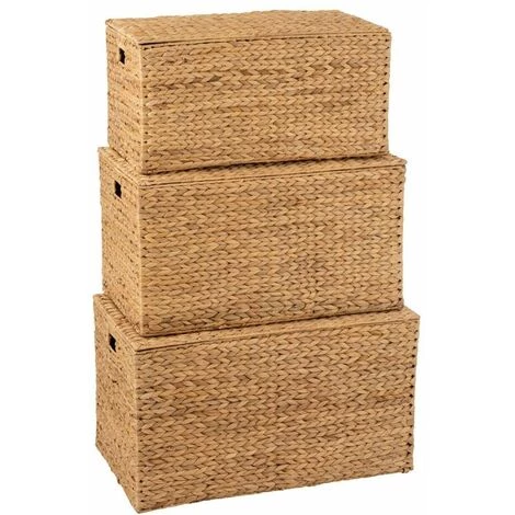 Paris Prix - Lot De 3 Paniers "jacynthe D'eau" 77cm Naturel 5 Paris Prix - Lot De 3 Paniers "jacynthe D'eau" 77cm Naturel – Image 3