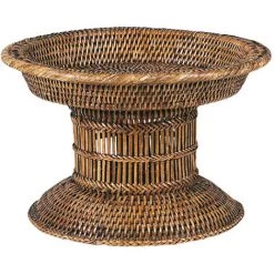 AUBRY GASPARD Corbeille Sur Pied En Rotin Antique Diamètre 30cm Marron - Marron