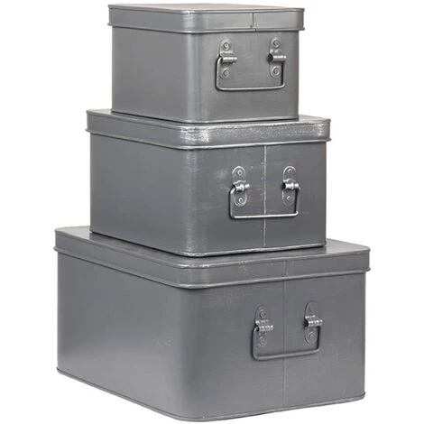 LABEL51 Boîte De Rangement Media 27x21x16 Cm L Gris Antique - Gris 7 LABEL51 Boîte De Rangement Media 27x21x16 Cm L Gris Antique - Gris – Image 5