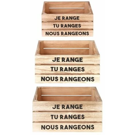 Paris Prix - Lot De 3 Cagettes De Rangement "paulo" 32cm Naturel 3 Paris Prix - Lot De 3 Cagettes De Rangement "paulo" 32cm Naturel