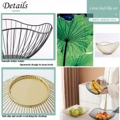 DIYOZZY Corbeille à Fruits En Métal, Grande Rangement Fruit, Décoratif Panier De Rangement Pour Légumes, Pour La Cuisine Et Les Comptoirs, Doré 27.5 X 7cm -Petit rangement Soldes Magasin 34215985 3