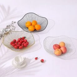 DIYOZZY Corbeille à Fruits En Métal, Grande Rangement Fruit, Décoratif Panier De Rangement Pour Légumes, Pour La Cuisine Et Les Comptoirs, Doré 27.5 X 7cm -Petit rangement Soldes Magasin 34215985 4