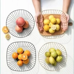DIYOZZY Corbeille à Fruits En Métal, Grande Rangement Fruit, Décoratif Panier De Rangement Pour Légumes, Pour La Cuisine Et Les Comptoirs, Doré 27.5 X 7cm -Petit rangement Soldes Magasin 34215985 5